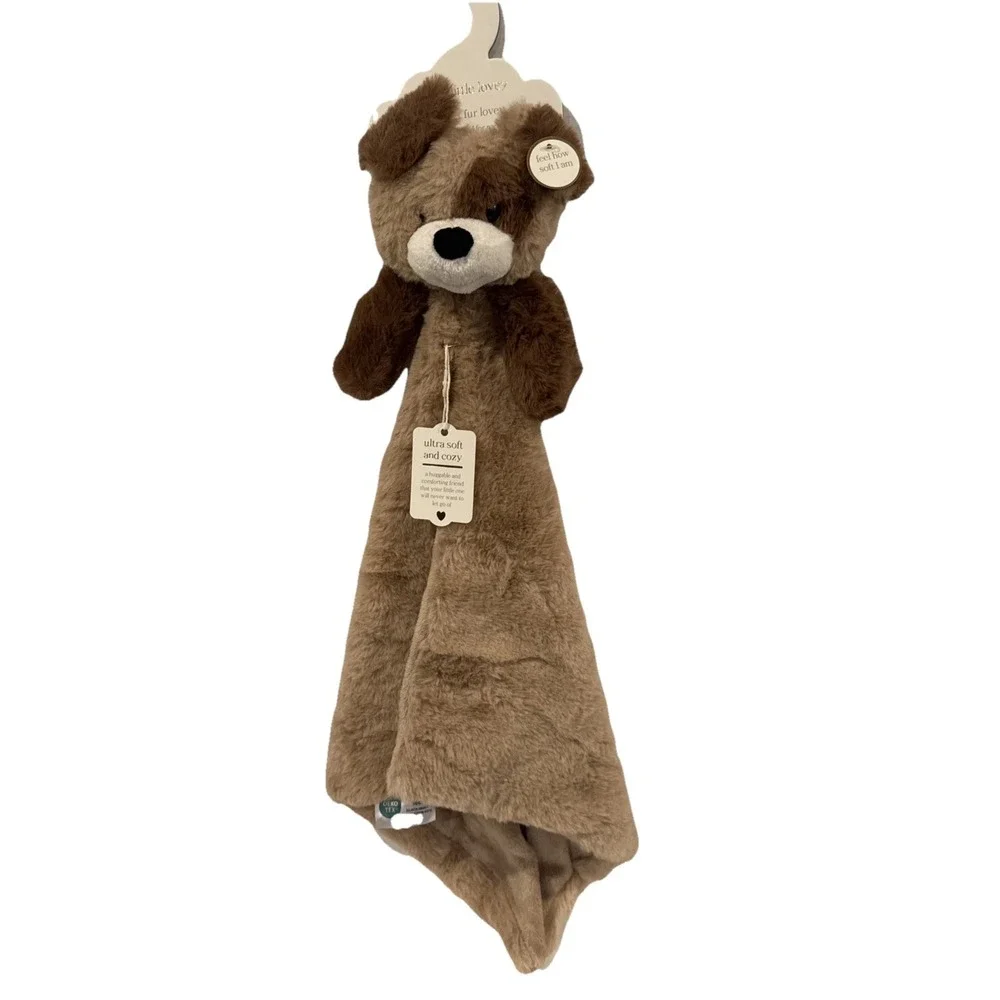 NWT SL Fashions Baby Puppy Lovey Plush‎ Taupe Brown Infant Dog Security Blanket